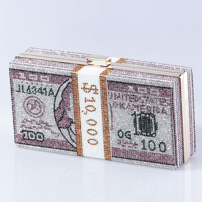 ‌Glamorous Fully Bedazzled Dollar Motif Evening Bag Party Clutch (MAC293)