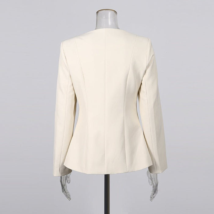Gold Button Blazer & Straight Leg Pants Set (MS398)