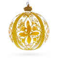 Gold Filigree Floral Design Glass Ball Christmas Ornament 3.25 Inches