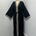 Gold Floral Embroidered Abaya (MOA296)