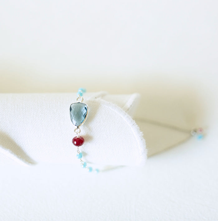 London Blue Quartz / Silver / Rhodium Plated