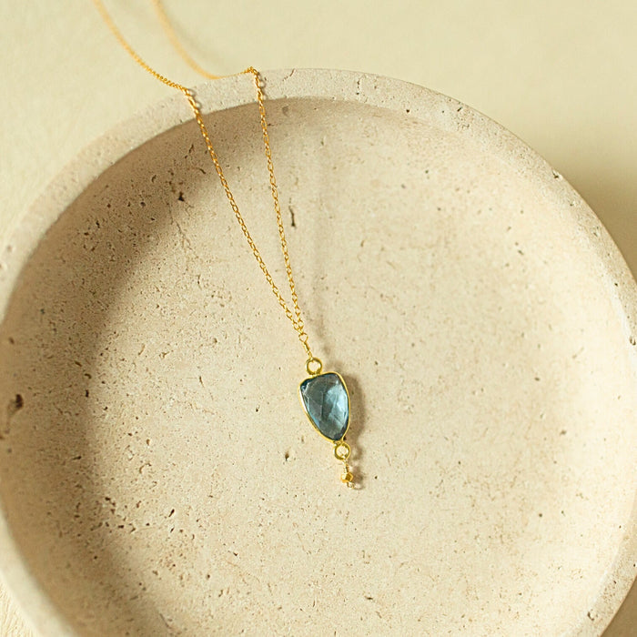 London Blue Quartz / 14k Gold Plated Silver