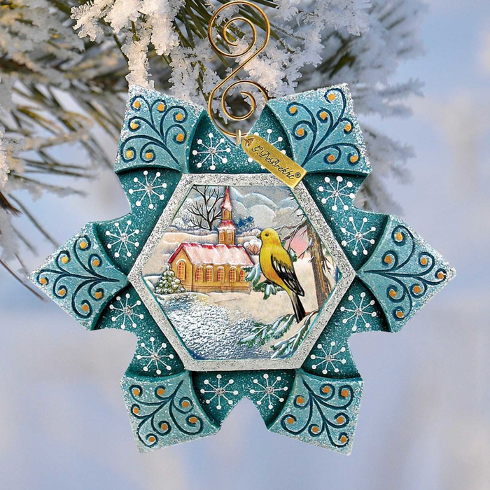 Goldfinch Sculpted Hand-Painted Christmas Ornament by G. DeBrekht - Wildlife Holiday Decor - 6102194