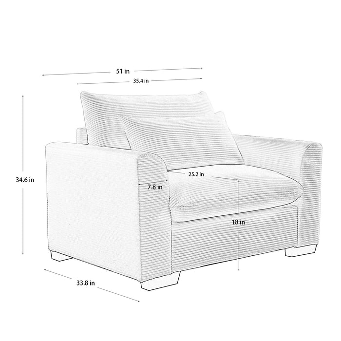 Green Corduroy Deep Seat Single Sofa Accent Chair