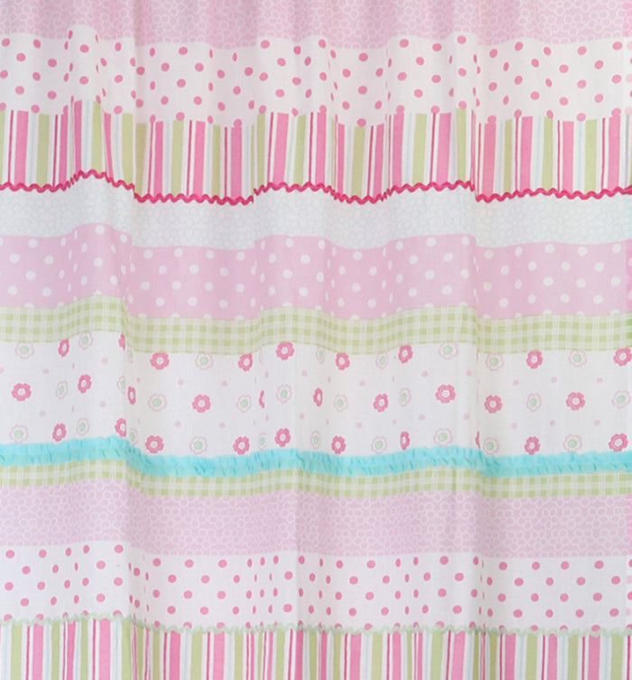 Greta Floral Striped Pink Polka Dot Window Curtain Panel/Drapes
