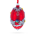 Hand-Painted German Glass Egg Ornament – Florence Designer Jeweled Pendant Necklace, 4 Inches