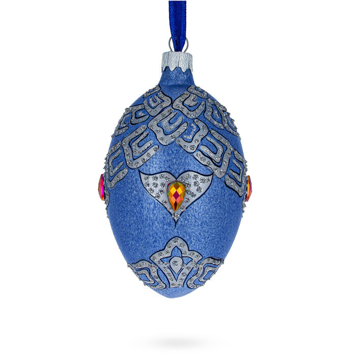 Hand-Painted German Glass Egg Ornament – French Designer Riders of the Knights Bracelet, 4 Inches
