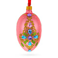Hand-Painted German Glass Egg Ornament – Italian Fashion House Jeweled Brooch, 4 Inches