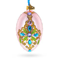 Hand-Painted German Glass Egg Ornament – Italian Fashion House Jeweled Cross, 4 Inches