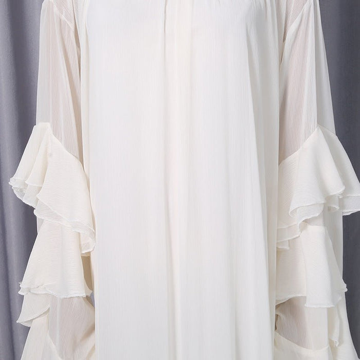 High Neck Ruffle Sleeve Dress(MS360)