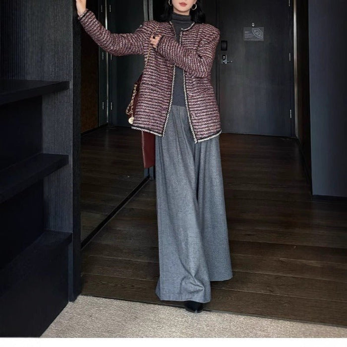 High Waist Wide Leg Trousers | Loose Fit Tailored Palazzo Pants(MS178)