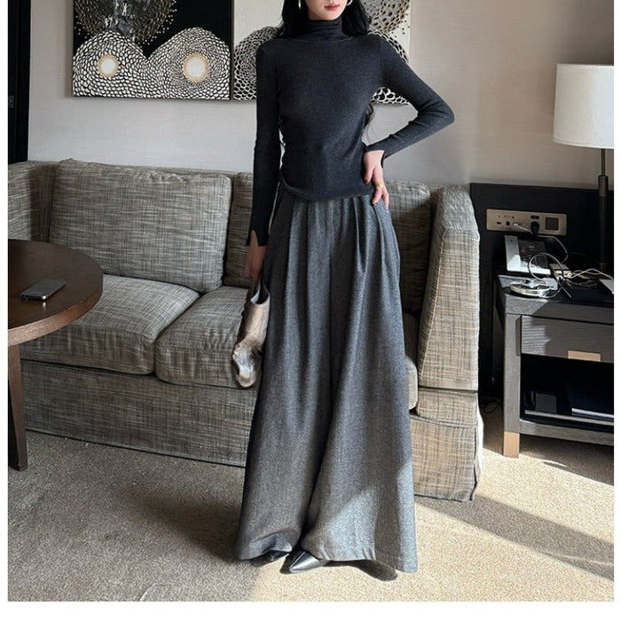 High Waist Wide Leg Trousers | Loose Fit Tailored Palazzo Pants(MS178)