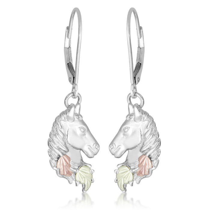 Horse - Sterling Silver Black Hills Gold Earrings