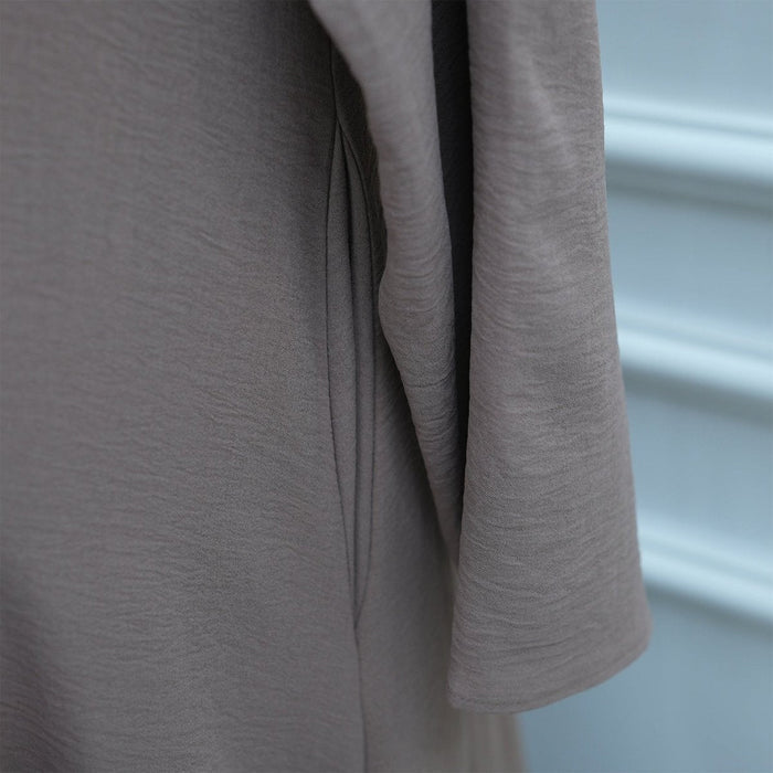 Ice Silk Crinkle Hooded Dress with Pockets(MA393)