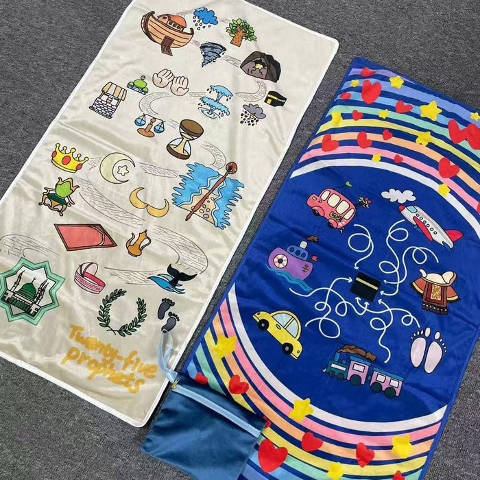 Interactive Kids Prayer Mat | Islamic Illustrated Prayer Mat For Muslim Kids (MR084)