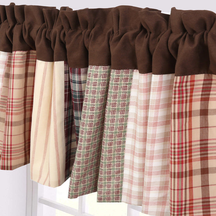 Jakob Plaid Brody Brown Stripe Patchwork Window Valance