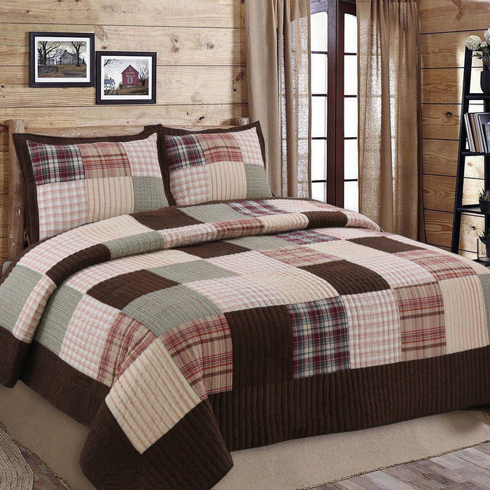 Jakob Plaid Brody Brown Stripe Patchwork Window Valance