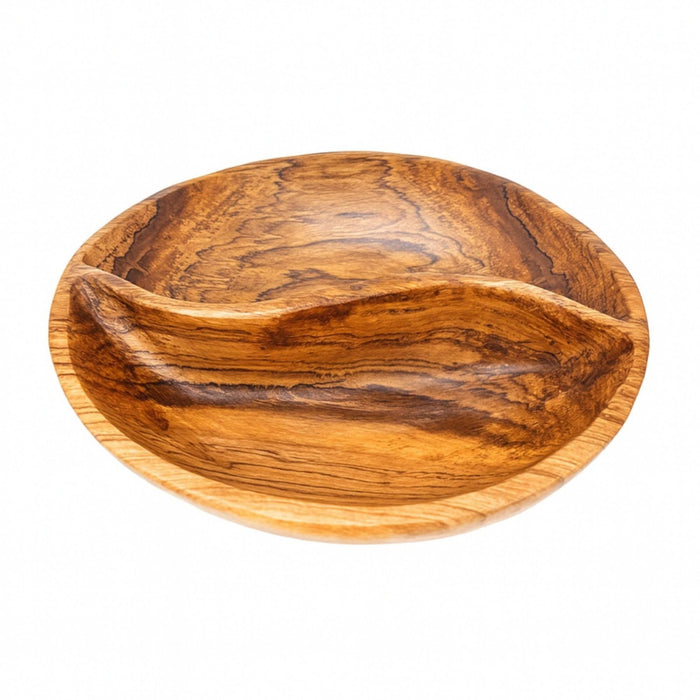Kenyan Olive Wood Round Divided Serving Platter 8"