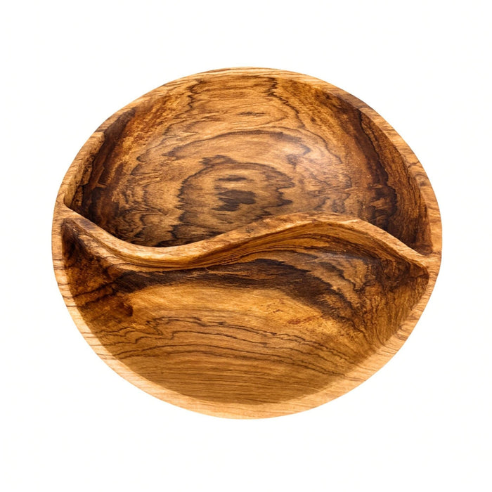 Kenyan Olive Wood Round Divided Serving Platter 8"