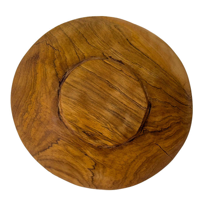 Kenyan Olive Wood Round Divided Serving Platter 8"