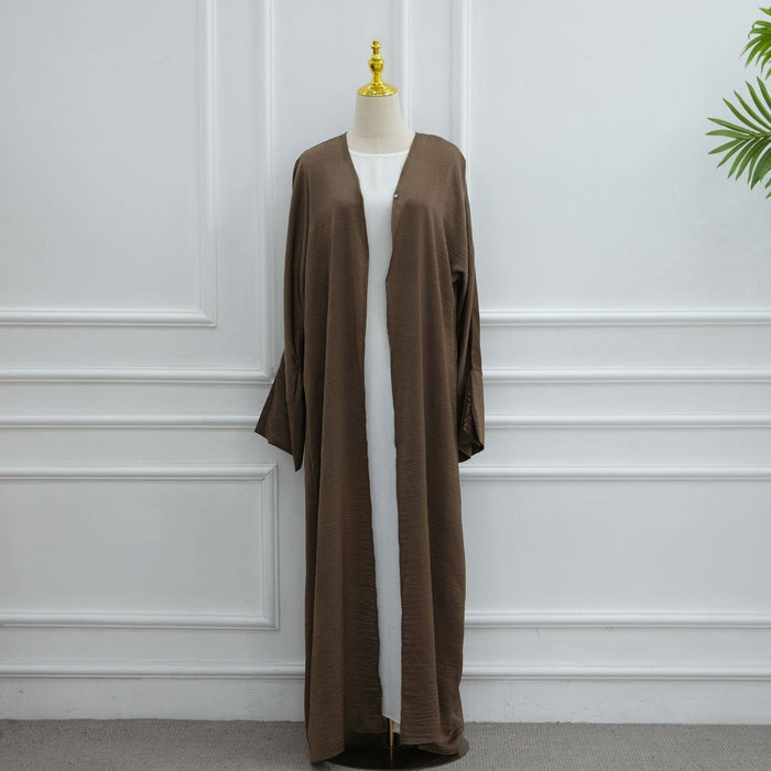 Lace Cuff Crinkle Open Abaya(MOA328)