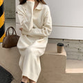 Lazy Style Polo Collar Knit Maxi Dress | Thick Sweater Base Layer Dress(MS157)