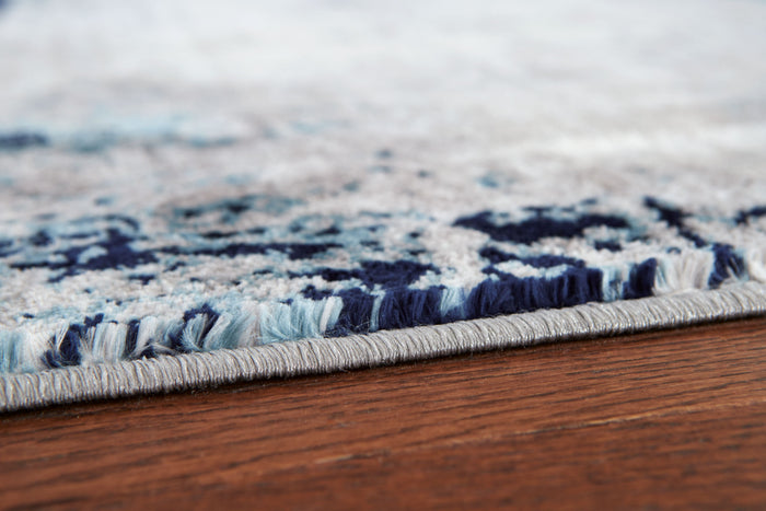 Leonelle Abstract Area Rug – Blue or Dark Gray, 5x7 & 8x10