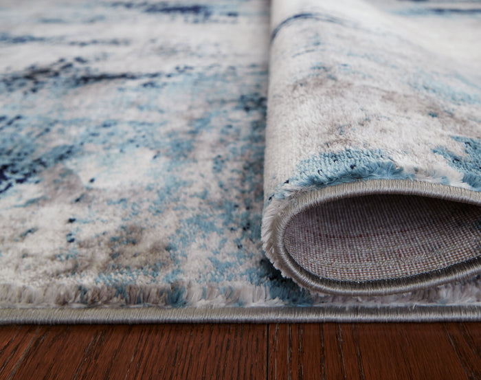 Leonelle Abstract Area Rug – Blue or Dark Gray, 5x7 & 8x10