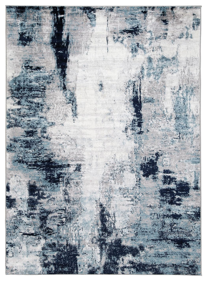 Leonelle Abstract Area Rug – Blue or Dark Gray, 5x7 & 8x10