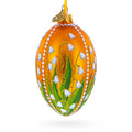 Lily of the Valley on Gold Egg Glass Ornament 4 Inches