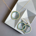 London Blue Quartz Halo Jewelry Set