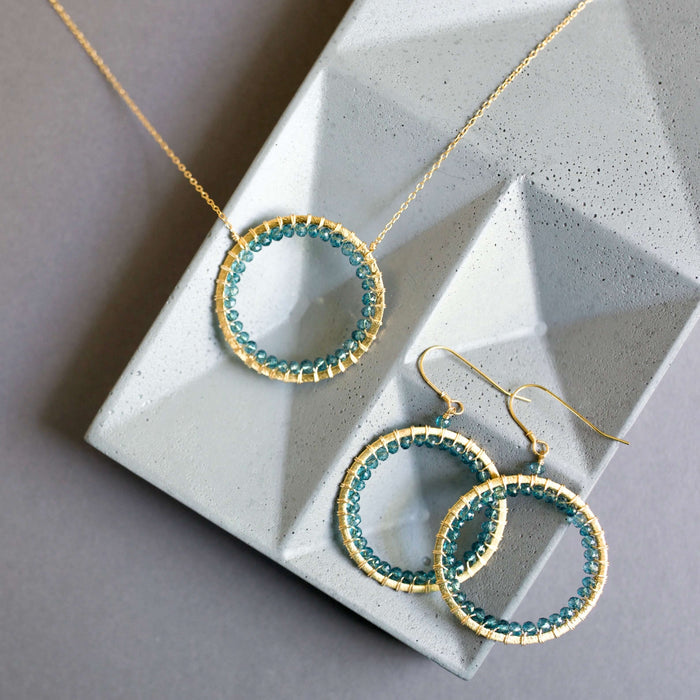 London Blue Quartz Halo Necklace