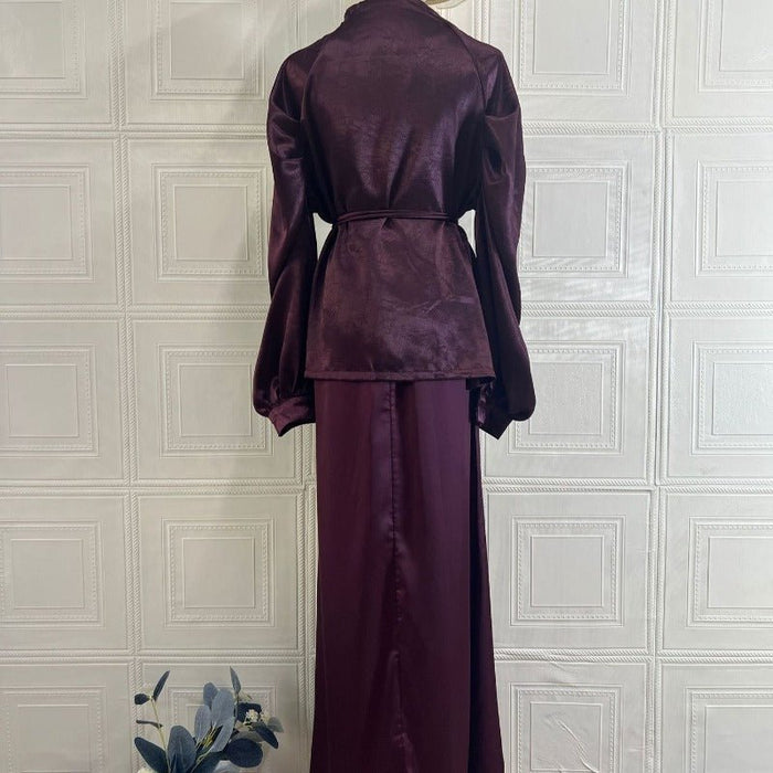 Luxe Satin Wrap Top & Maxi Skirt Set(MS186)