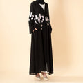 Luxury Floral Embroidered Double-Layer Chiffon Open Abaya(MOA308)