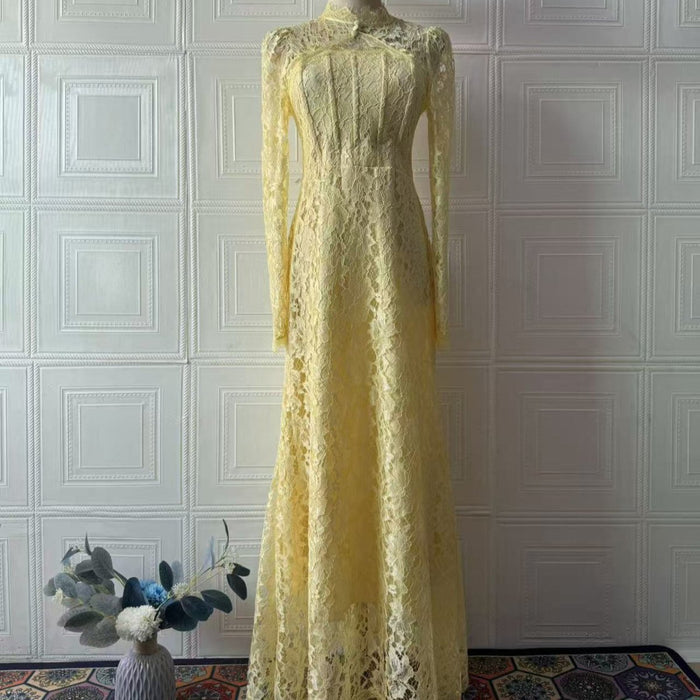 Luxury Lace Dress with Bell Sleeves(MS339)
