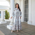 Luxury Pearl-Embellished Floral Beaded Muslim Robe Abaya with Bell Sleeves & Tassel Details (MA229)
