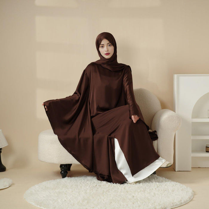 Luxury Satin Floaty Kaftan Abaya With Matching Hijab (MA054)