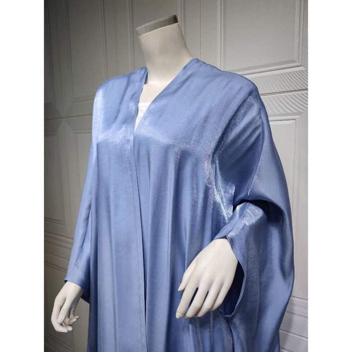 Luxury Silk Satin Bat Sleeve Abaya Robe | Modest V-Neck Evening Dress (MOA225)