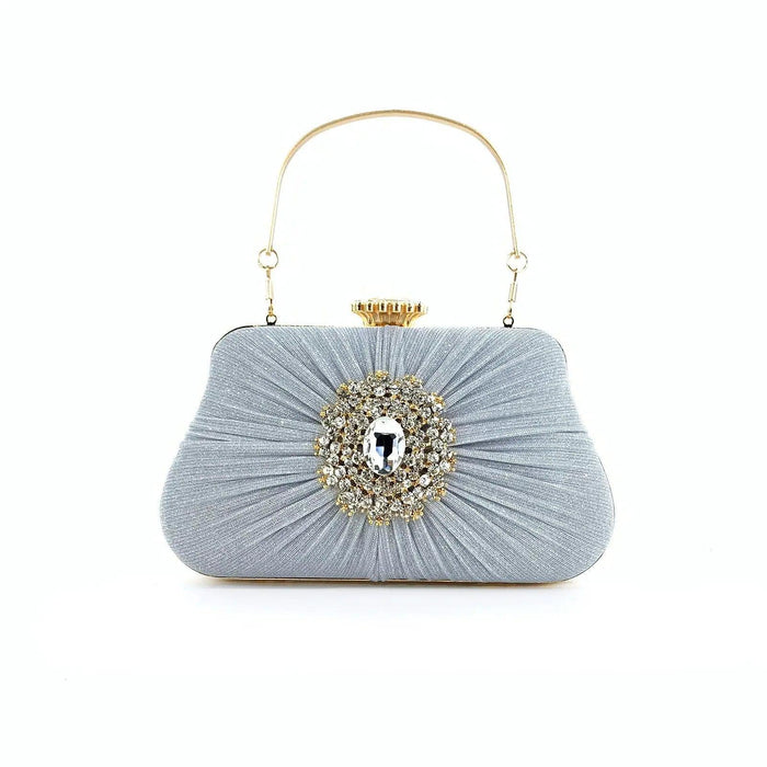 MAC033 Women's Pleated Craft Rhinestone Bag