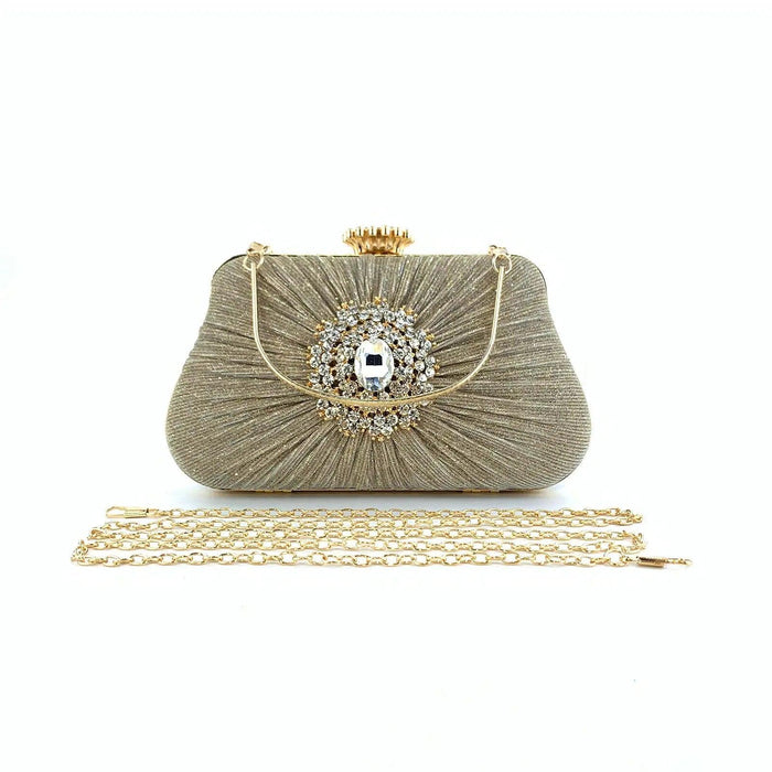 MAC033 Women's Pleated Craft Rhinestone Bag