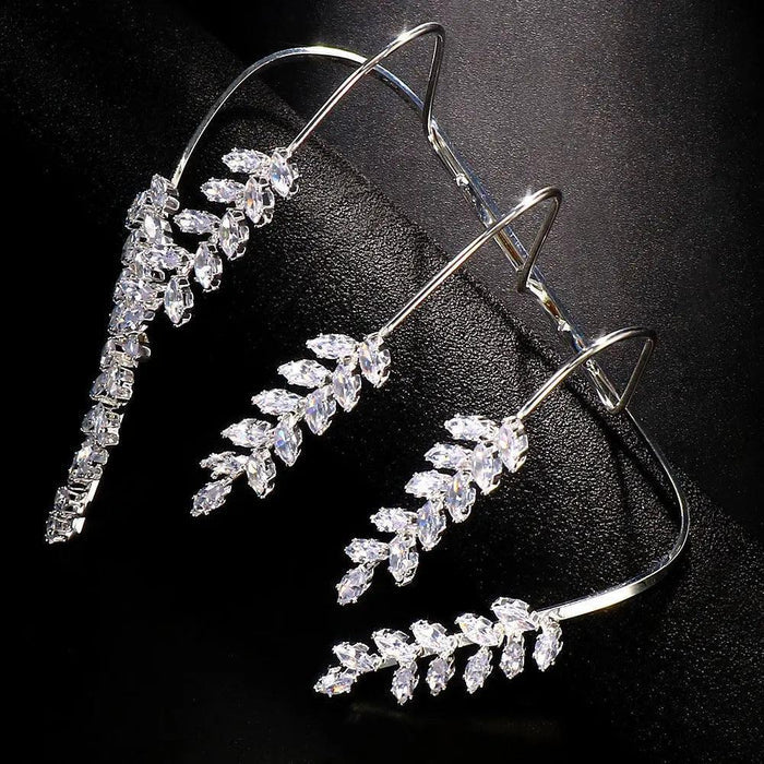 MAC053 Stonefans Zircon Cuff Hand Palm Bangle Leaf Bracelet