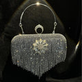 MAC056 Tassel Evening Clutch Bag Luxury Rhinestones Party Prom Purse Handbag With Detachable Chain