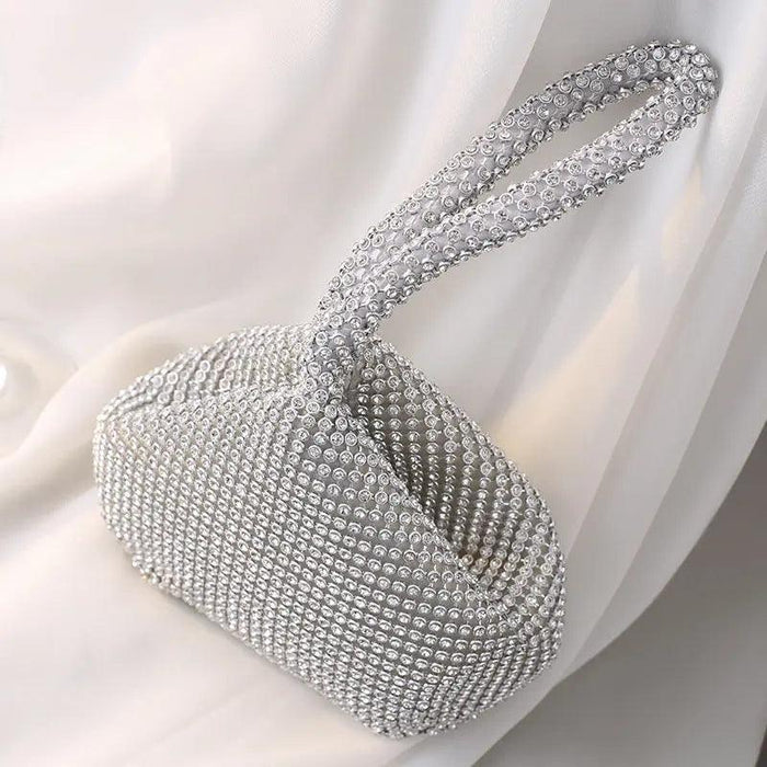MAC057 Handbag Rhinestones Heart Shape Shiny Handmade Small Evening Bag