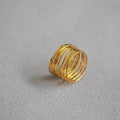MAC067 Metallic Gold Zircon Ring 3-Piece Set
