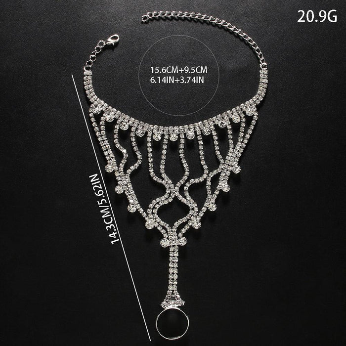 MAC118 Full Diamond  Light Luxury Tassel Ring Bracelet