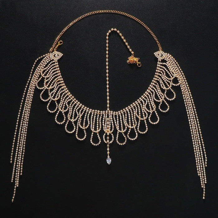 MAC155 Fashionable Rhinestone Ttassel Headwear Multi-layered Zircon Hair Chain