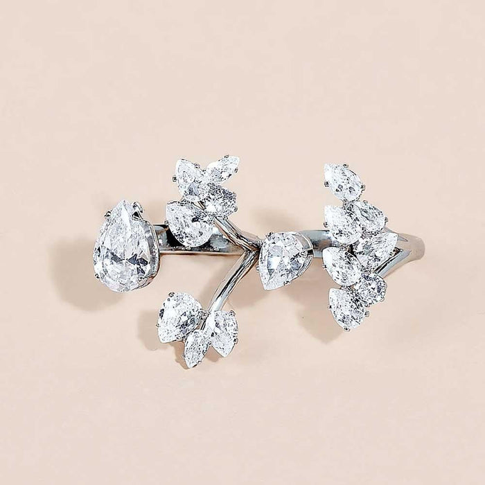 MAC157 Premium Zircon Stacked Flower Ring