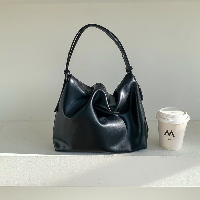 MAC180 High-End Pleated PU Leather All-Match Tote Bag