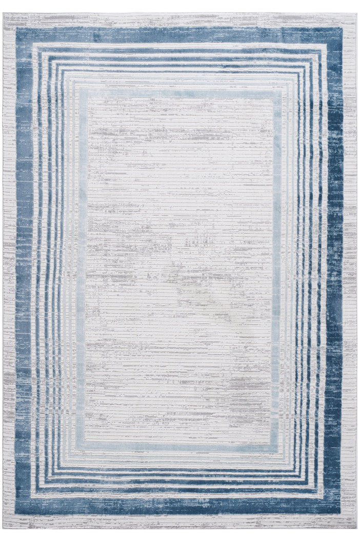 Marfi - 6' X 9' Bordered Area Rug - Blue / Ivory