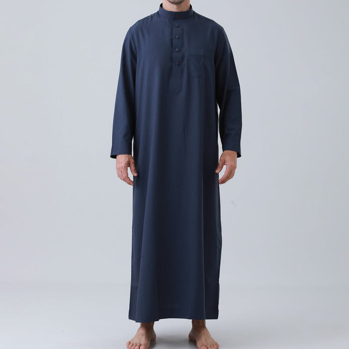 Men's Solid Color Thobe with Button Placket (MT036)